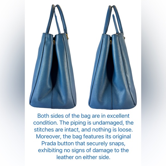 12 Prada Galleria Baltic Blue Saffiano Large Tote - Picture 3 of 11